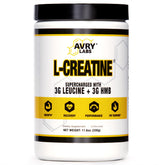 Avry Labs L-Creatine bottle shows premium blend for strength and recovery