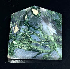 Awaken Your Kundalini Moss Agate Pyramid care tips help maintain shine.