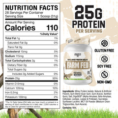 Axe & Sledge Farm Fed vanilla milkshake scoop ready to measure convenient protein portions.