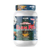 Axe and Sledge Farm Fed whey isolate bottle promotes lean muscle support.