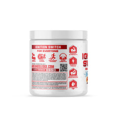 Axe & Sledge Ignition Switch poured into a glass to show smooth mixability for workouts.