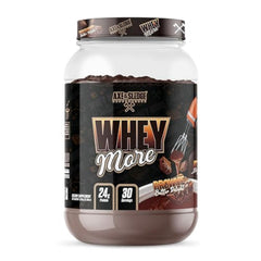 Axe & Sledge WHEY More bottle being poured for a creamy, protein-packed shake.