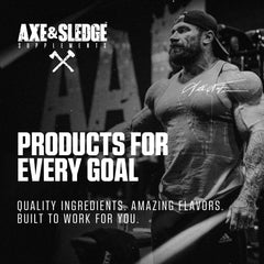 Axe & Sledge WHEY More scoop for precise protein measurement.