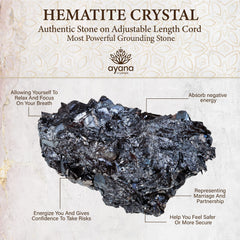 Ayana Wellness hematite pendant closeup highlighting texture and craftsmanship.