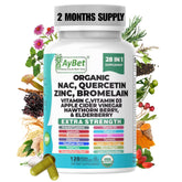 AyBet NAC Quercetin Zinc Bromelain bottle with comprehensive immune-support blend