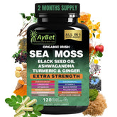 AyBet Organic Irish Sea Moss bottle for daily wellness support.