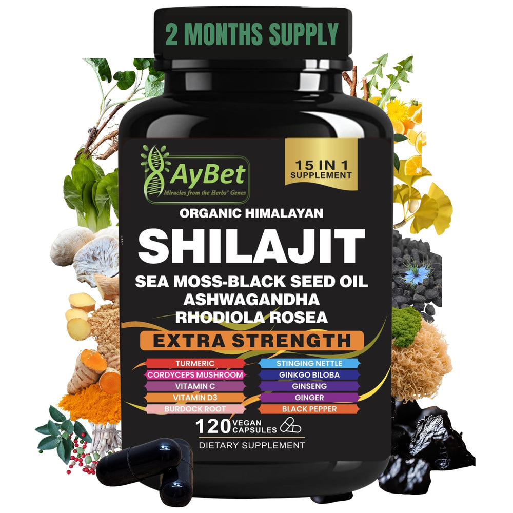 AyBet shilajit bottle close-up showing premium Himalayan ingredients for daily vitality
