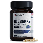 Ayorish Bilberry Extract Capsules bottle for easy daily intake and potential antioxidant support.