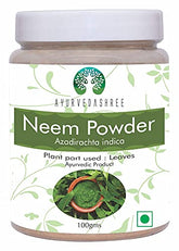 AYURVEDASHREE Neem Leaf Powder packshot showing 100 g jar for hair and skin support