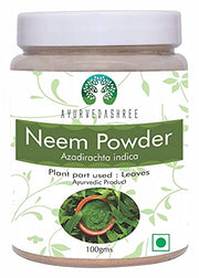 AYURVEDASHREE Neem Leaf Powder packshot showing 100 g jar for hair and skin support