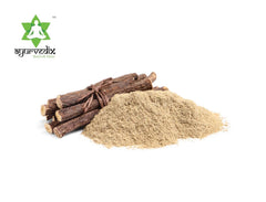 Ayurvedix licorice root powder in bowl ready to mix with warm beverage