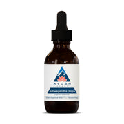 Ayush Herbs Ashwagandha Drops bottle with lemon flavor for daily focus.