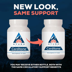 Carditone caplets close-up highlighting vegetarian formula with calcium and magnesium.