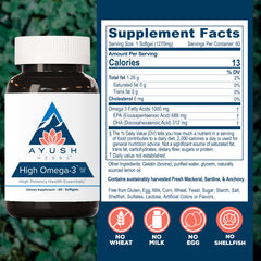Ayush Herbs High Omega 3 bottle cap showing lemon aroma and flavor.