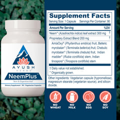 Neem Plus bottle emphasizes immune support for resilience and well-being