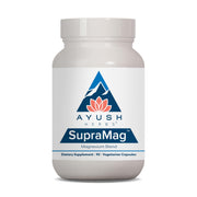 Ayush Herbs SupraMag bottle front with clear label for easy daily supplementation.