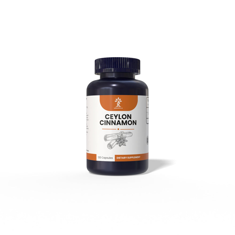 AZ BIOTECH Cinnamon powder bottle, 100% organic, great for tea and baking.