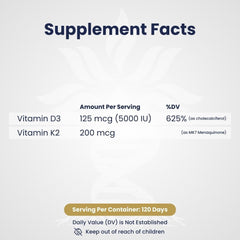 AZ BIOTECH D3 K2 bottle pour illustrating simple capsule dosing.