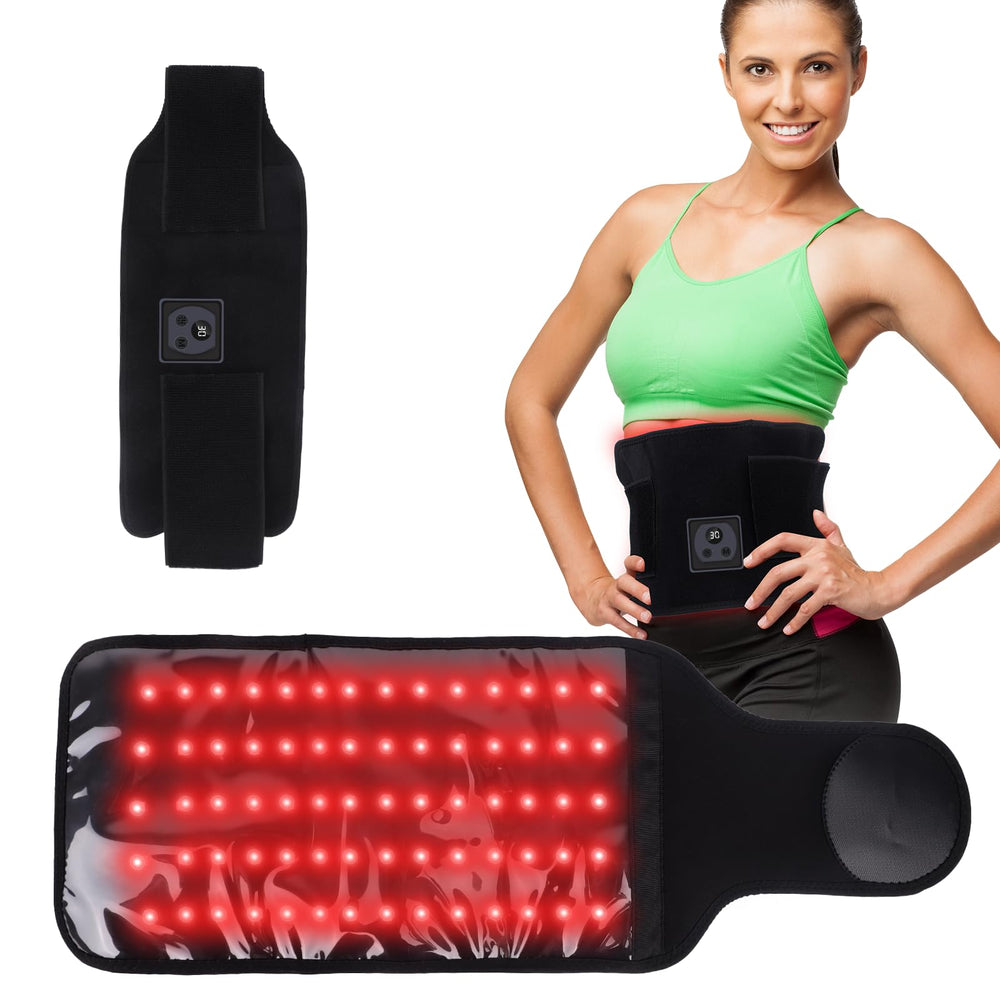 Azyldred therapy belt worn on the waist for cordless red and infrared light sessions