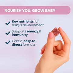 Baby Blues Prenatal Gummies with DHA and EPA omega-3s for fetal nutrients.