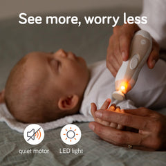 Baby Uma LED Nail Trimmer with LED light improves visibility during use.