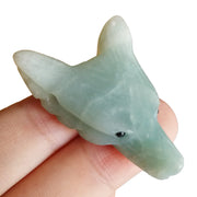 Bacatgem Amazonite Wolf Head Figurine with smooth natural finish for jewelry crafting