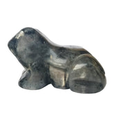 Bacatgem black Labradorite frog figurine for calm energy and home decor