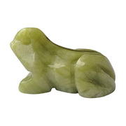 Bacatgem green jade frog figurine front view for peaceful decor and positive energy.