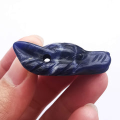 Bacatgem hand-carved wolf head pendant pocket stone for keychains and everyday talismans