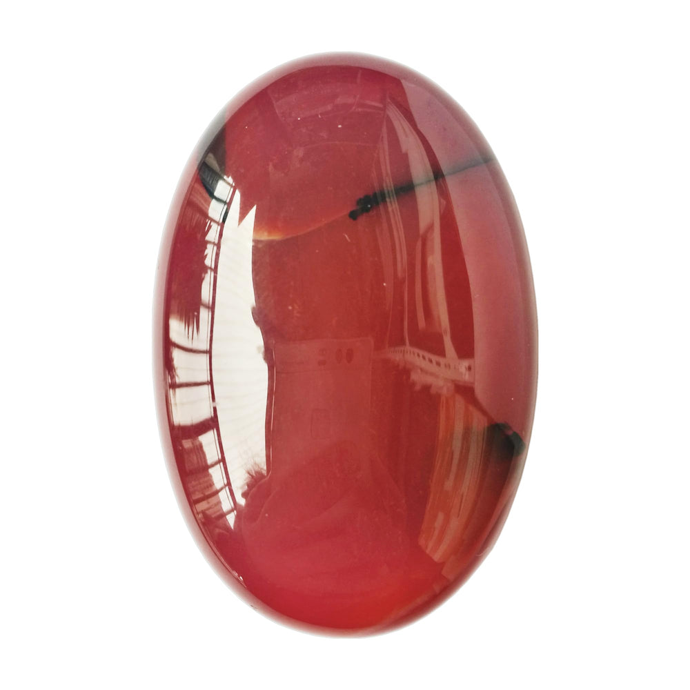 Bacatgem natural carnelian oval palm worry stone front view highlighting warm hues for meditation