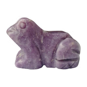 Bacatgem purple lepidolite frog figurine for calming energy and decorative display.