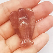 Bacatgem strawberry quartz angel figurine pocket sized guardian for calm energy