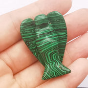 Bacatgem synthetic Malachite angel figurine, palm-size guardian statue for calm energy.