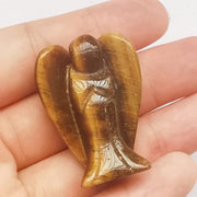 Bacatgem tiger's eye angel figurine promotes pocket calm and focus