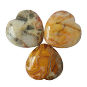 Bacatgem Yellow Crazy Lace Agate pocket heart stone for meditation and mindful balance.