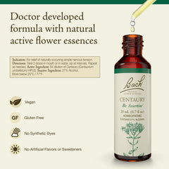 Bach Centaury bottle label close-up showing the natural remedy