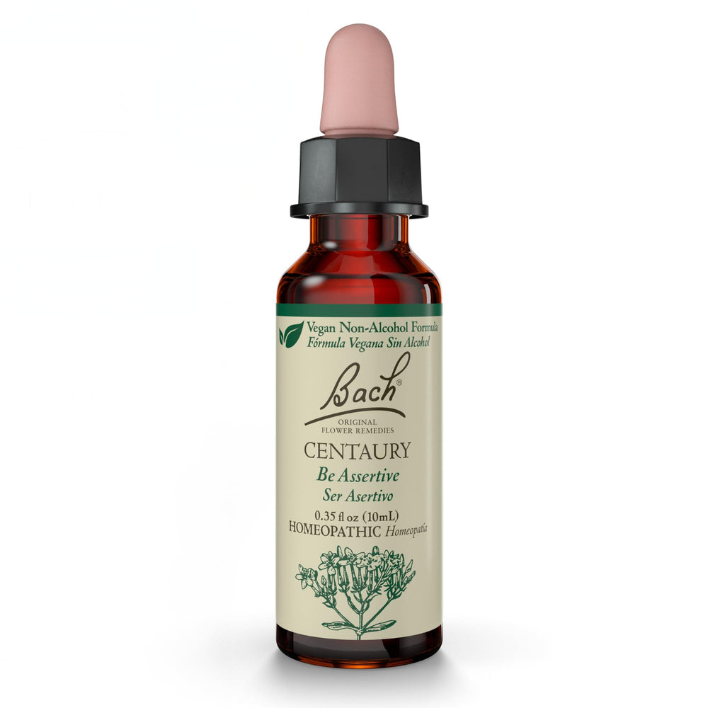 Bach Centaury bottle with label for emotional balance and assertiveness.