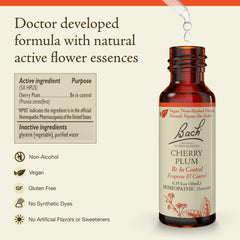 Bach Cherry Plum dropper showing precise dosing for calm thinking.