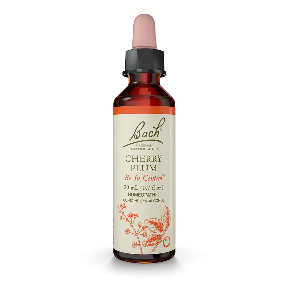 Bach Flower Remedies Cherry Plum bottle and dropper for calm decision-making