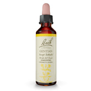 Bach Gentian bottle highlights accepting setbacks for emotional balance.