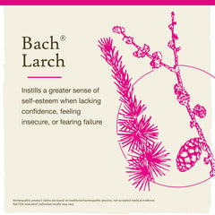 Bach Larch label closeup highlights clean formula and plant-based ingredients for peace of mind.