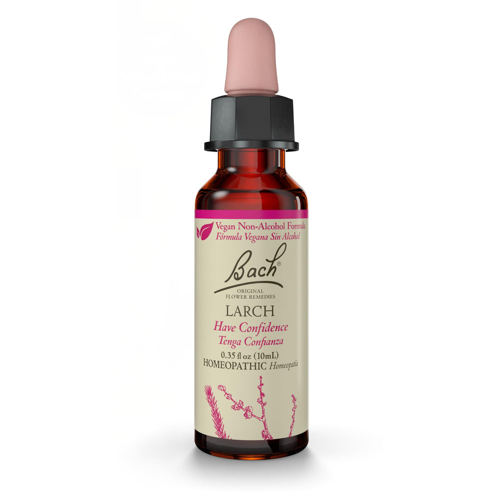 Bach Larch non-alcohol bottle promoting emotional balance and confidence