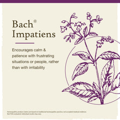 Front label of Bach Impatiens shows natural approach to calm