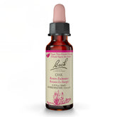 Bach Original Oak remedy bottle for emotional balance on a shelf.