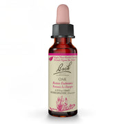Bach Original Oak remedy bottle for emotional balance on a shelf.