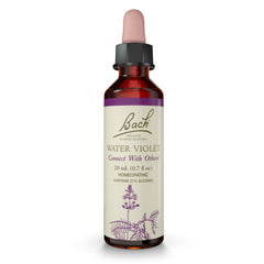 Bach Water Violet bottle with dropper for easy, calm social connection.