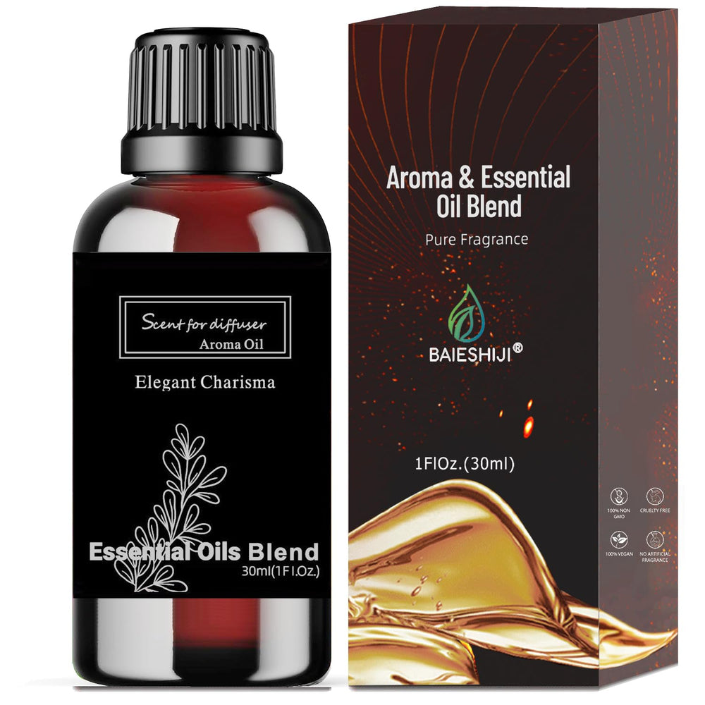BAIESHIJI Elegant Charisma diffuser oil bottle showing cedarwood and sandalwood aroma for warm spaces