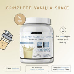 Baitz Complete Vanilla Shake vegan formula is dairy-free and gluten-free
