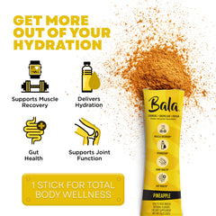 Bala Enzyme Pineapple dissolving in water emphasizes refreshing, sugar-free hydration.