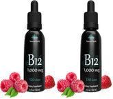 Balanced Health B12 raspberry drops bottle illustrates daily energy support.